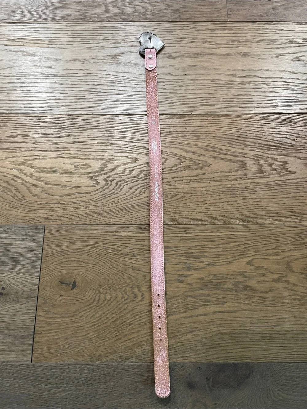 Vintage Wrangler Girls Pink Leather Western Belt Silver-Tone Heart Buckle